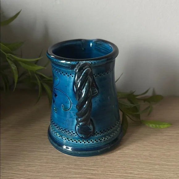 Handcrafted Blue Ceramic Pitcher - Picture 2 of 7